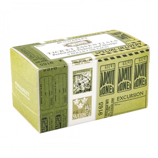 49 & Market - Éphéméras  «Vintage Bits Ticket Essentials -Sage» 3 rouleaux